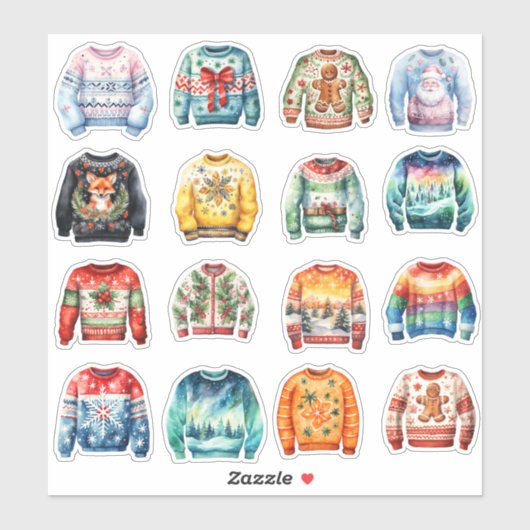 Sticker Seize vilains pulls de Noël (Feuille)