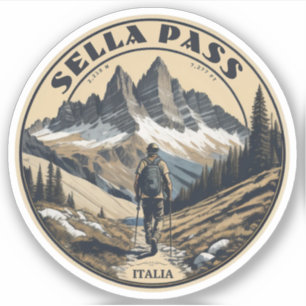 Sticker Sella Pass montagne Tyrol du Sud Alpes italiennes