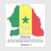 Sticker Sénégal Drapeau Charme Carte Patriotique (Feuille)