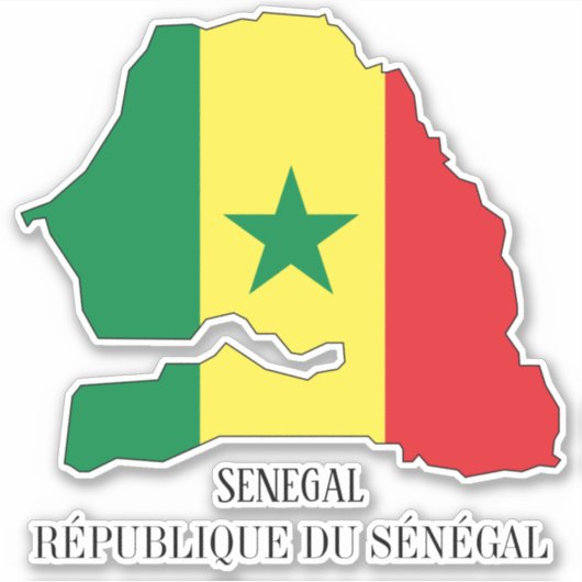 Sticker Sénégal Drapeau Charme Carte Patriotique (Devant)