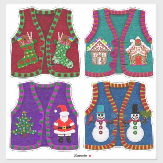 Sticker Sens Look adorable Noël Tacky Vests (Feuille)