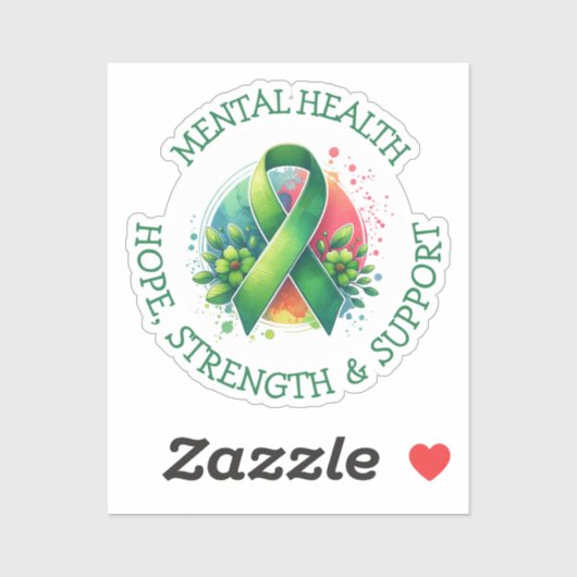 Sticker Sensibilisation à la santé mentale - Soutien Force (Feuille)