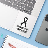 Sticker Sensibilisation au cancer de la peau Ruban noir (Ordinateur portable avec iPhone)