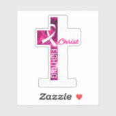 Sticker Sensibilisation au cancer du sein Croix rose Chrét (Feuille)