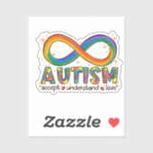Sticker Sensibilisation sur l'autisme Accepter, Amour, Com (Feuille)