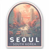 Seoul South Korea Illustration Art Vintage Badge