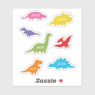 Sticker Sept silhouettes de dinosaures, enfants personnali