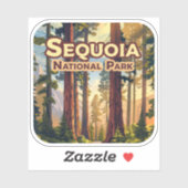 Sticker Sequoia National Park California Tree Retro (Feuille)