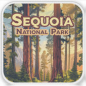 Sticker Sequoia National Park California Tree Retro (Devant)
