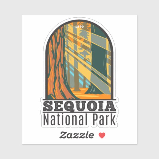 Sticker Sequoia Parc National Giant Sequoia Trees Soleil (Feuille)