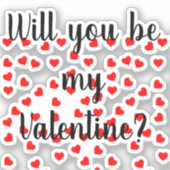 Sticker Seras-tu ma Saint-Valentin ? Coeurs rouges joueurs (Recto)