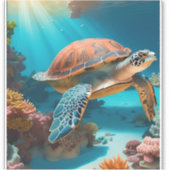 Sticker Serene 3D Sea Turtle dans Ocean Tranquille Marine  (Devant)