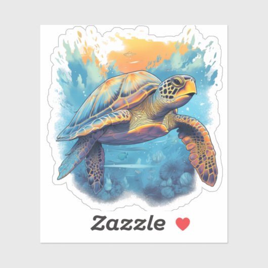 Sticker Serene Underwater Turtle Copy (Feuille)