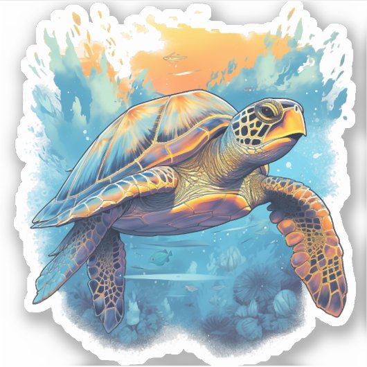 Sticker Serene Underwater Turtle Copy (Devant)