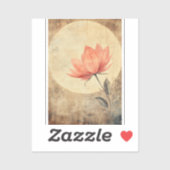 Sticker Sérénité rose Fleur et Lune (Feuille)