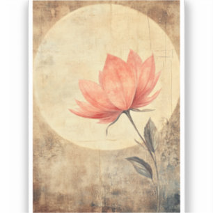 Sticker Sérénité rose Fleur et Lune