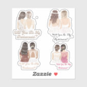 Sticker serez-vous ma demoiselle d'honneur, élégante 4 mar (Feuille)