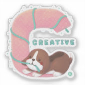 Sticker Série Alphabet : "C" Illustration Beagle créative (Devant)
