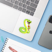 Sticker Serpent au poulet (Ordinateur portable avec iPhone)