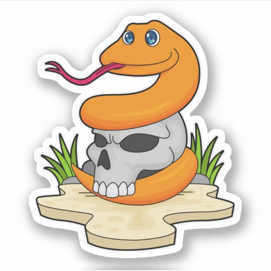 Sticker Serpent avec crâne (Devant)