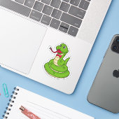 Sticker Serpent avec cravate de cabot (Ordinateur portable avec iPhone)