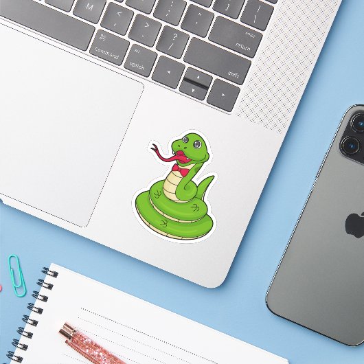 Sticker Serpent avec cravate de cabot (Ordinateur portable avec iPhone)