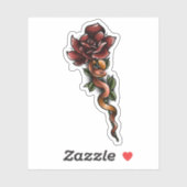 Sticker Serpent avec fleur Rose (Feuille)