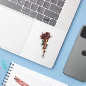 Sticker Serpent avec fleur Rose (Ordinateur portable avec iPhone)
