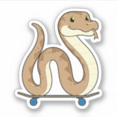 Sticker Serpent comme patineur avec skateboard (Devant)