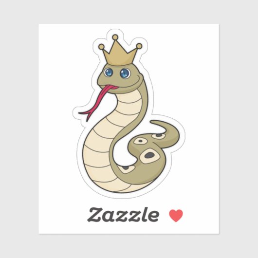 Sticker Serpent comme roi avec Couronne (Feuille)