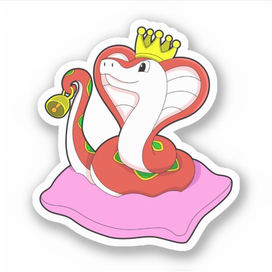 Sticker Serpent comme roi avec Couronne (Devant)