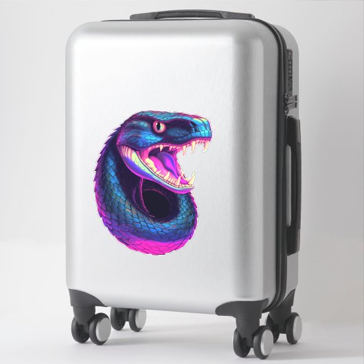 Sticker Serpent de Cobra dans le style esthétique Vaporwav (Sur valise)