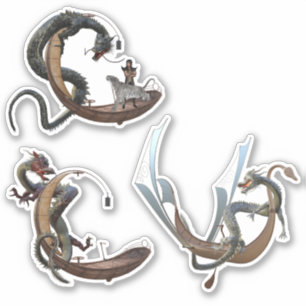 Sticker Serpent Dragon De Chine Orientale Bateaux Volants