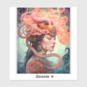 Sticker Serpent Hair Lady Imaginaire Art (Feuille)