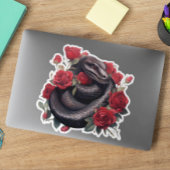 Sticker Serpent noir avec Roses