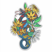 Sticker Serpents colorés avec fleurs (Devant)
