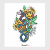 Sticker Serpents colorés avec fleurs (Feuille)
