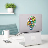 Sticker Serpents colorés avec fleurs (Ordinateur portable sur le bureau)