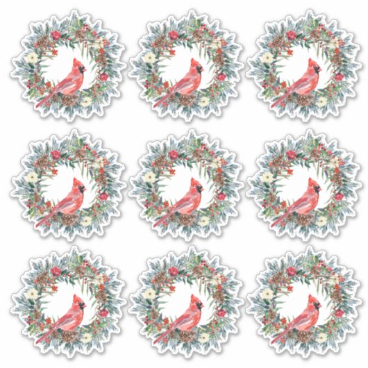 Sticker Serre de pin rustique Cardinal Enveloppe cadeau de (Devant)