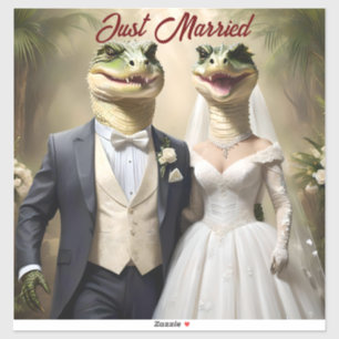 Sticker "Serrer l'amour : une affaire Mariage crocodilienn