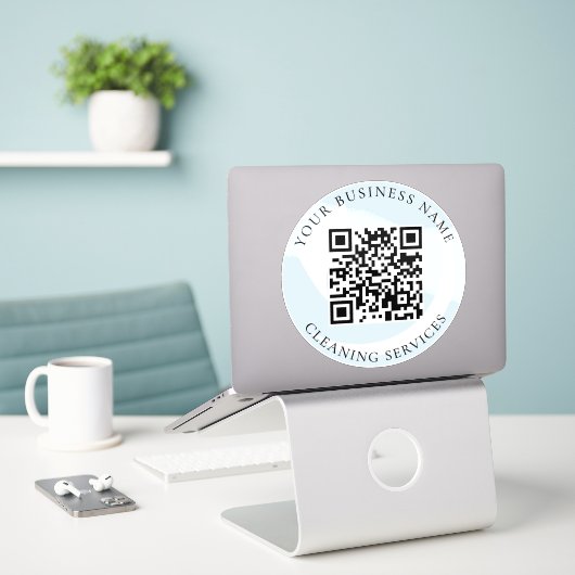 Sticker Service de nettoyage de code QR Business Car Vinyl (Ordinateur portable sur le bureau)