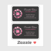 Sticker Service de nettoyage des fournitures en noir rose (Feuille)