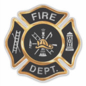 Sticker Service des incendies Insigne de pompier Or (Devant)