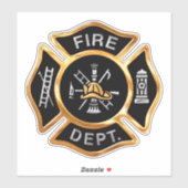 Sticker Service des incendies Insigne de pompier Or (Feuille)