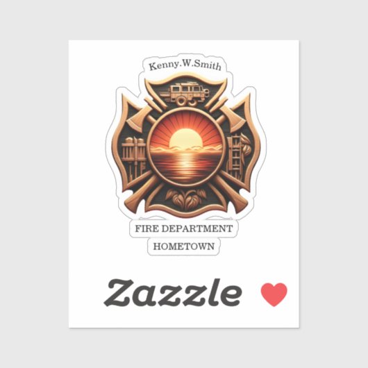 Sticker Services d'incendie Insigne d'honneur Noir et roug (Feuille)