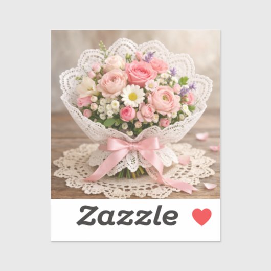 Sticker Serviette de mariage coin floral (Feuille)
