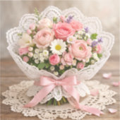 Sticker Serviette de mariage coin floral (Recto)