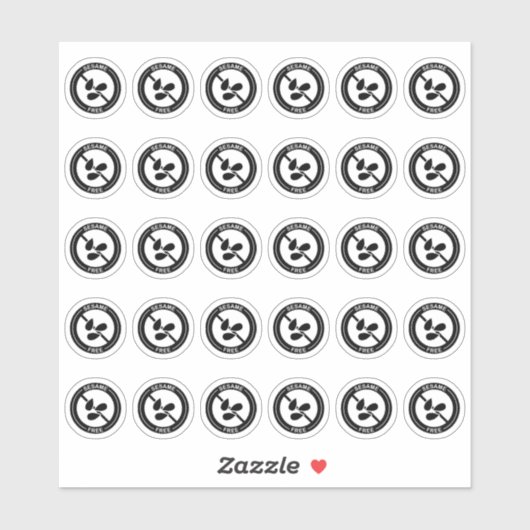 Sticker Sesame Free Wedding Place Card Mini Food Allergy (Feuille)