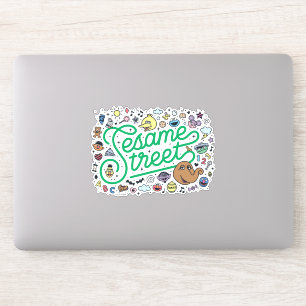 Sticker Sésame Sésame   Sesame Street Green Doodle Script
