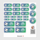 Sticker Set - 24 Namensaufkleber Fußball Farbverlauf | (Feuille)